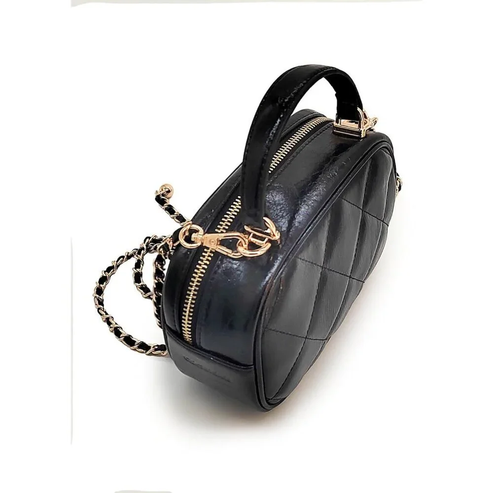 Genuine Leather Crossbody Bag Small Compact Adjustable Chain for Women